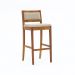 Banqueta Bonina Linho Creme e Imbuia