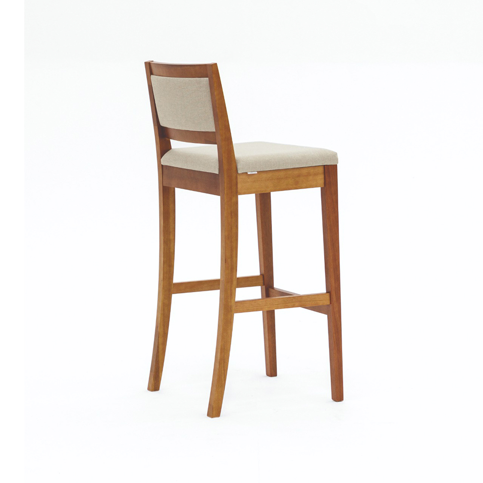 Banqueta Bonina Linho Creme e Imbuia