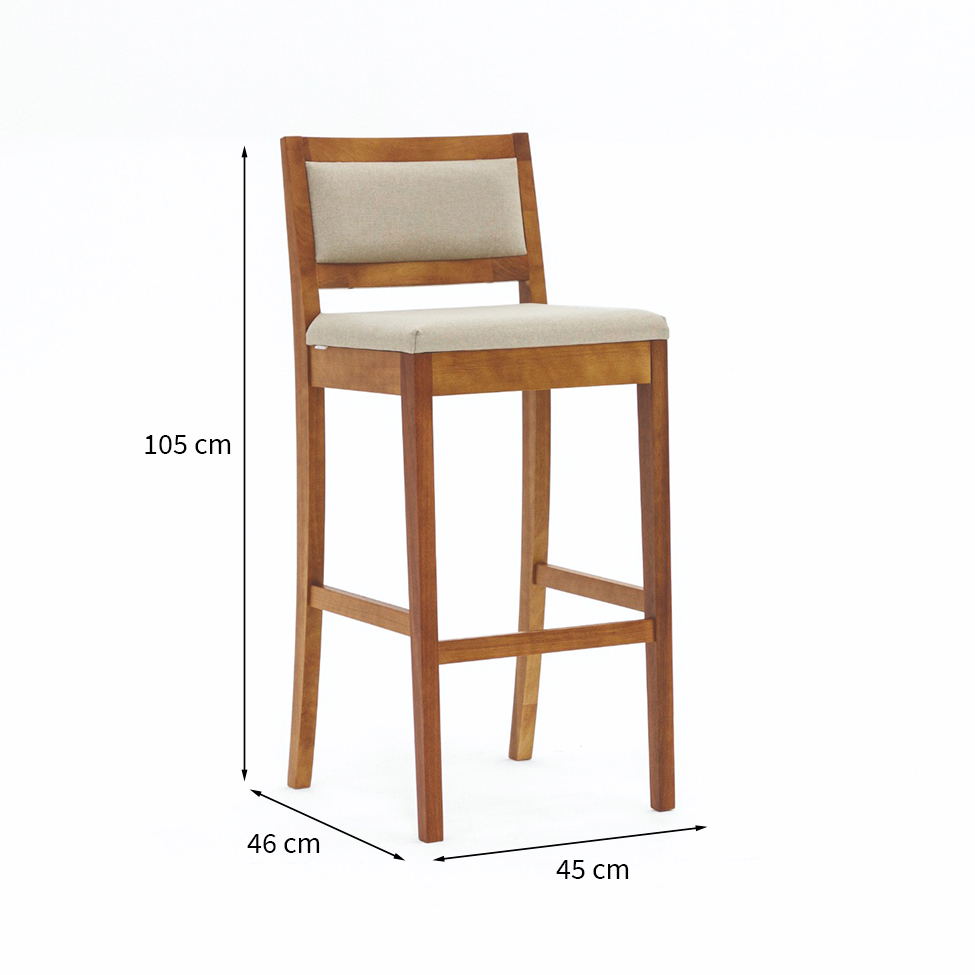 Banqueta Bonina Linho Creme e Imbuia