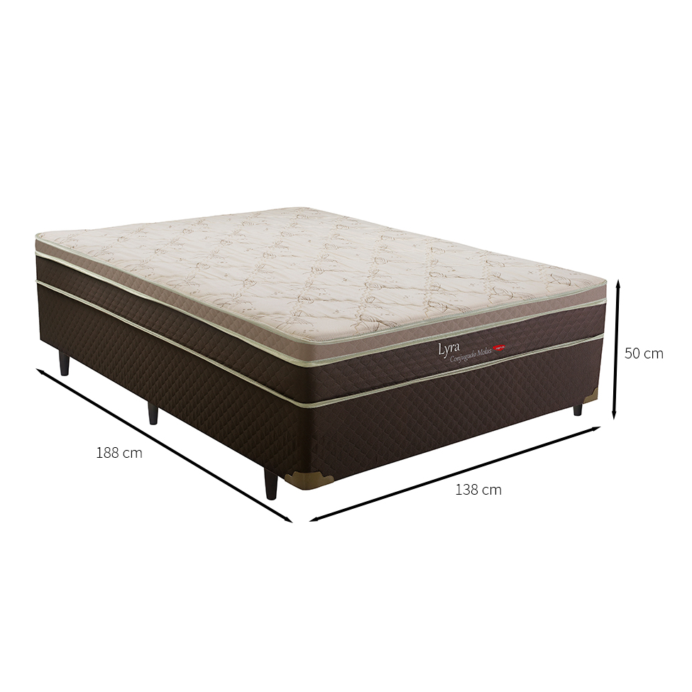 Cama Box Conjugada Casal Lyra Mola Confortclass Marrom e Bege