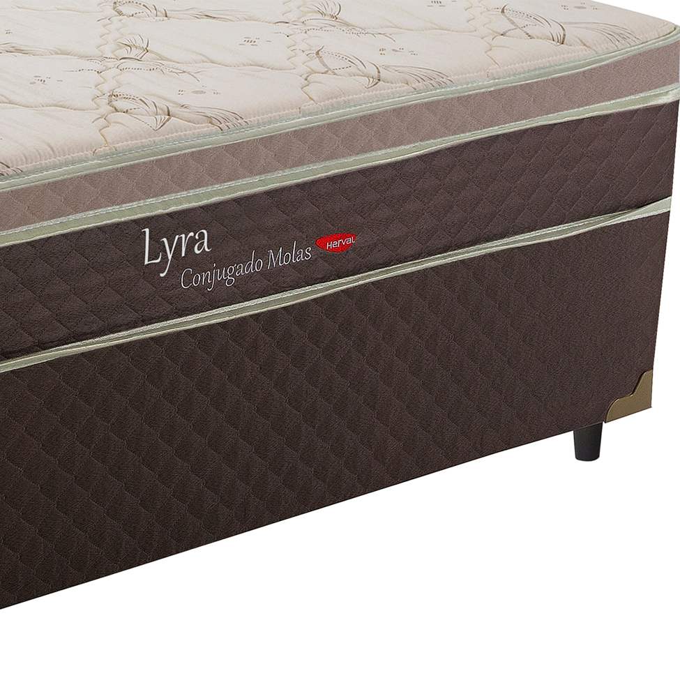 Cama Box Conjugada Casal Lyra Mola Confortclass Marrom e Bege