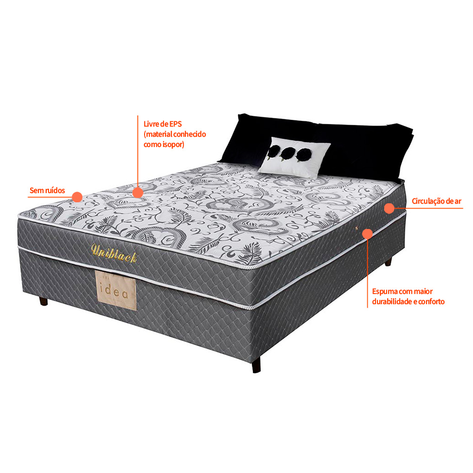 Cama Box Conjugado Uniblack Mola Bonnel Casal