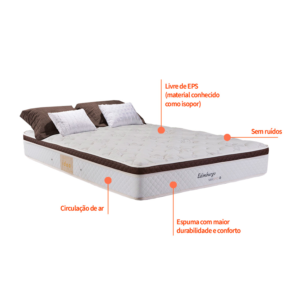 Colchão Casal Edimburgo Mola Maxspring (25x138x188) Branco