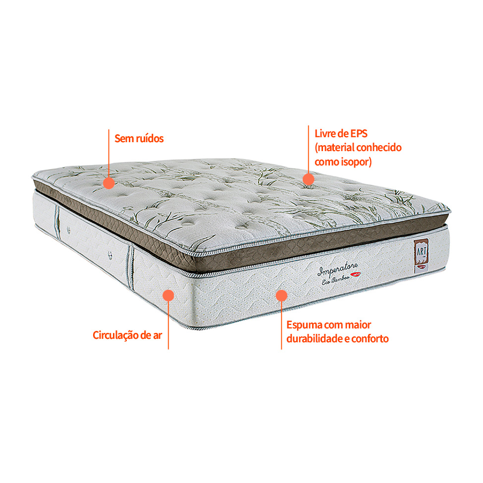 Colchão Casal Imperatore Mola Ensacada (34x138x188) Bege e Branco