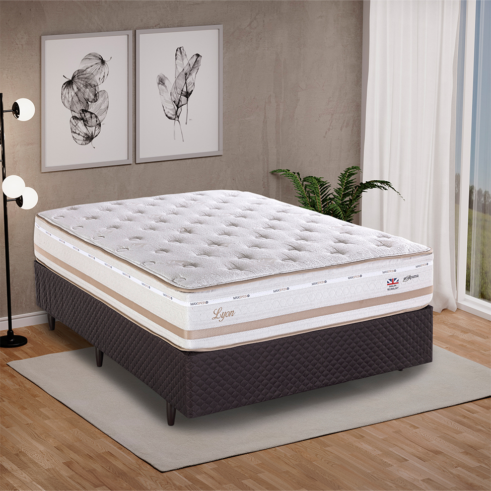 Colchão Casal Lyon Mola Maxspring (31x138x188) Bege e Branco