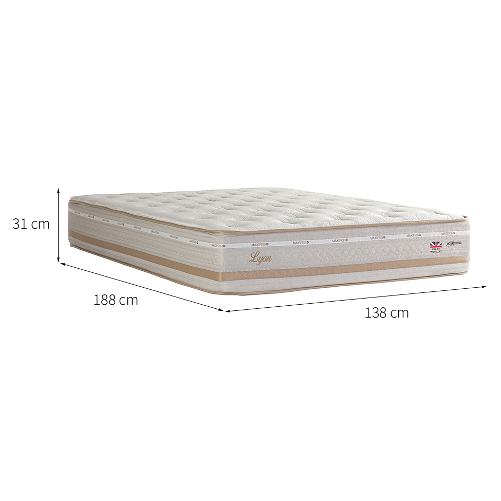 Colchão Casal Lyon Mola Maxspring (31x138x188) Bege e Branco