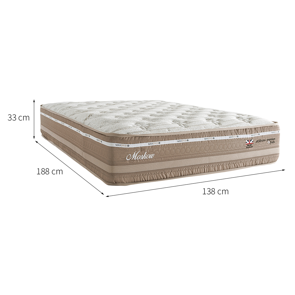 Colchão Casal Moskow Mola Maxspring (33x138x188) Marrom e Branco