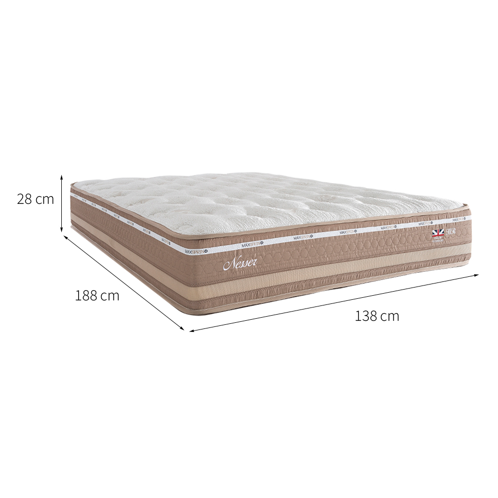 Colchão Casal Nesser Mola Maxspring (28x138x188) Bege e Branco