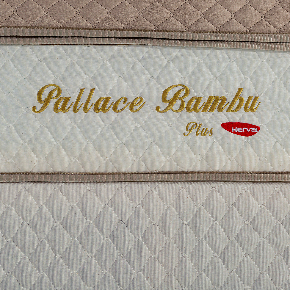Colchão Casal Pallace Bambu Mola Ensacada (32x138x188) Branco e Bege