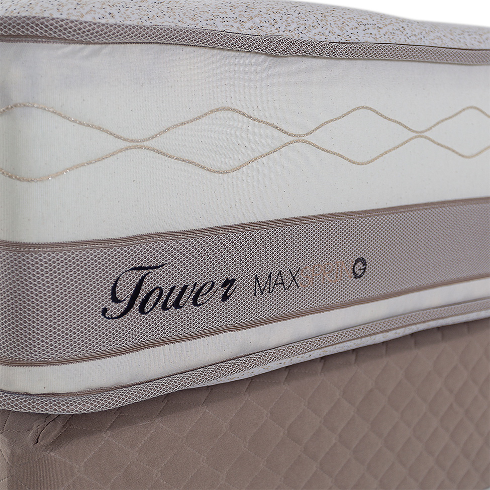 Colchão Casal Tower Mola Maxspring (33x138x188) Branco e Bege