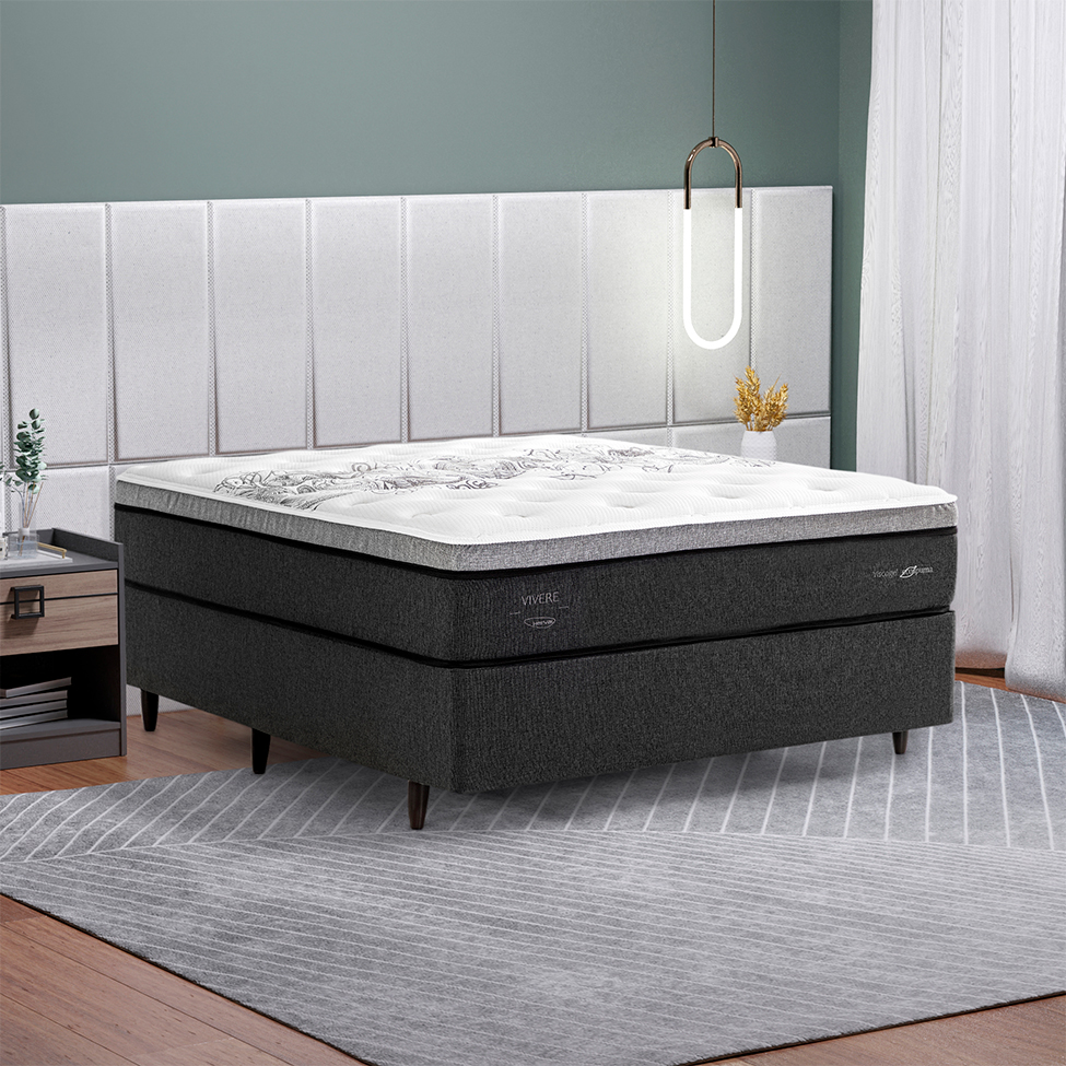 Colchão Casal Vivere Mola Ensacada (34x138x188) Branco e Cinza