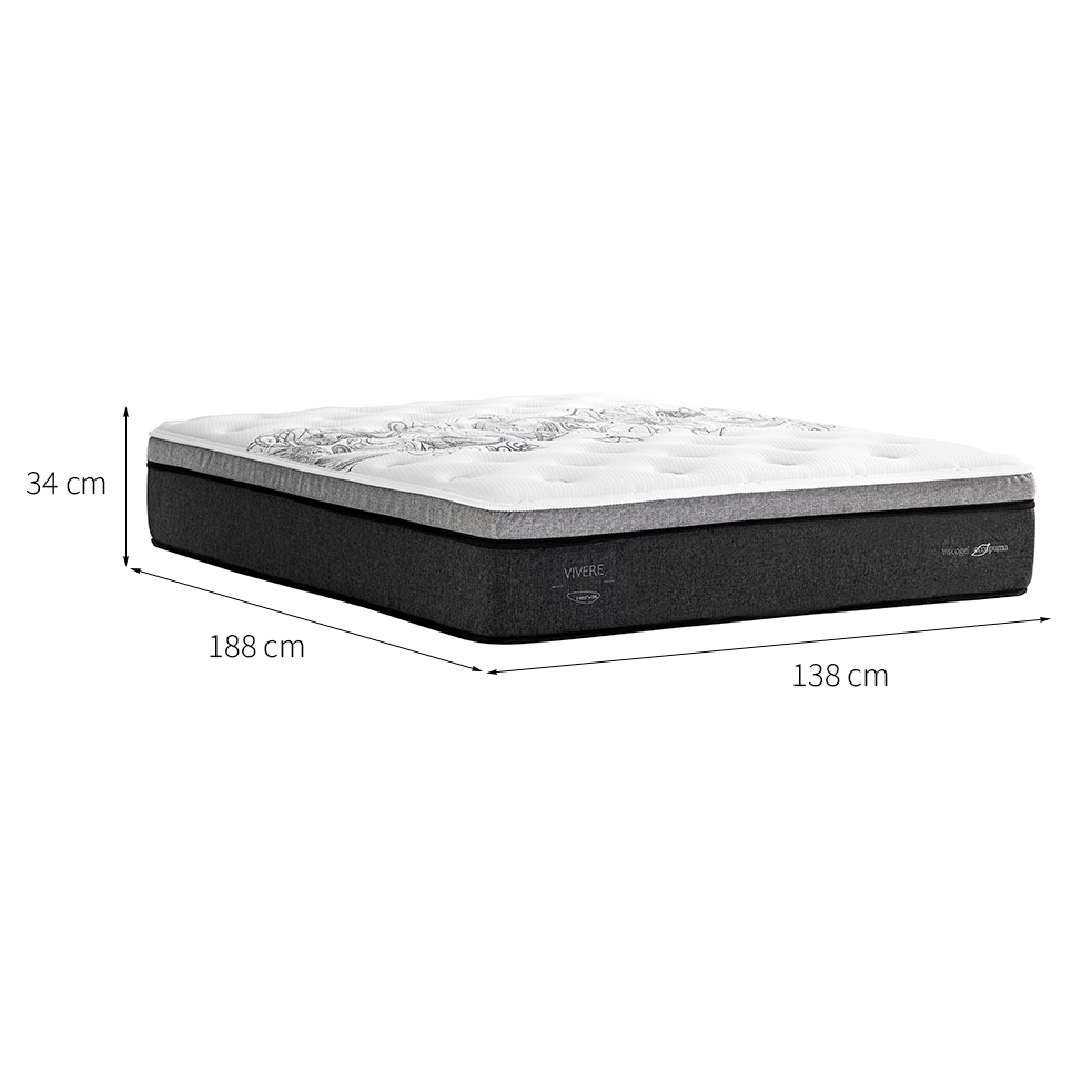 Colchão Casal Vivere Mola Ensacada (34x138x188) Branco e Cinza