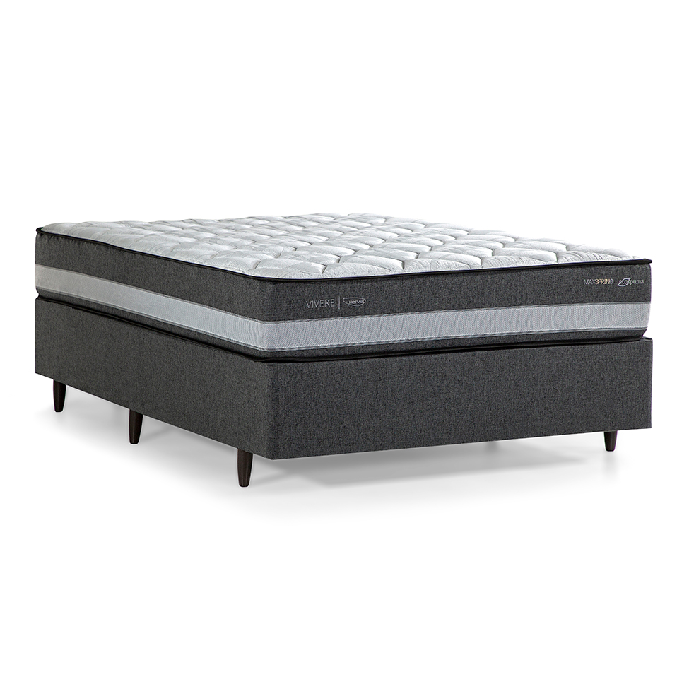Colchão Casal Vivere Mola Maxspring (27x138x188) Branco e Cinza