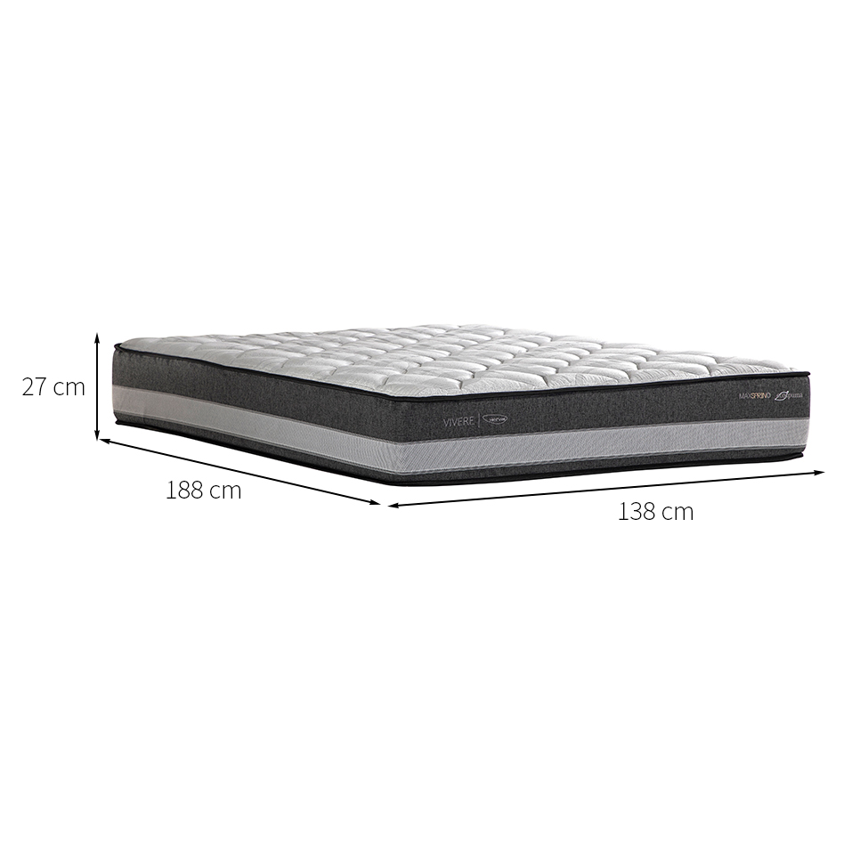 Colchão Casal Vivere Mola Maxspring (27x138x188) Branco e Cinza