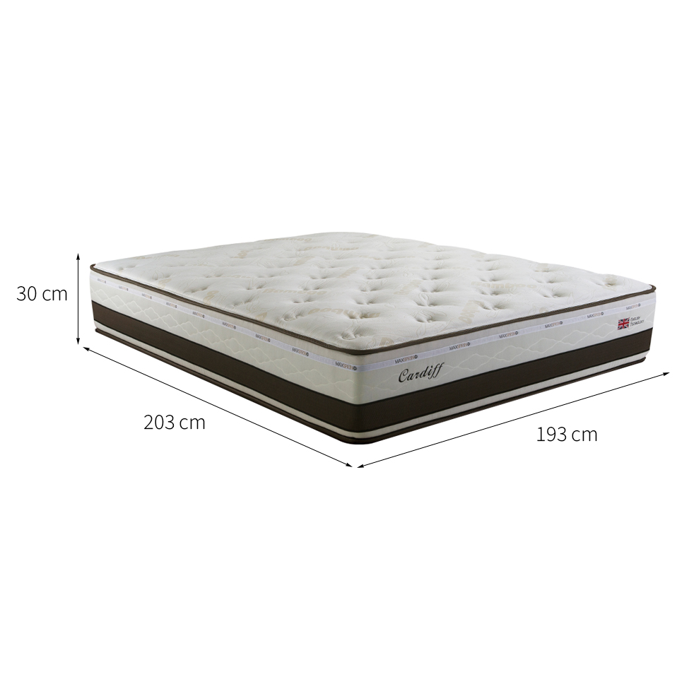 Colchão King Cardiff Mola Maxspring (30x193x203) Branco e Marrom