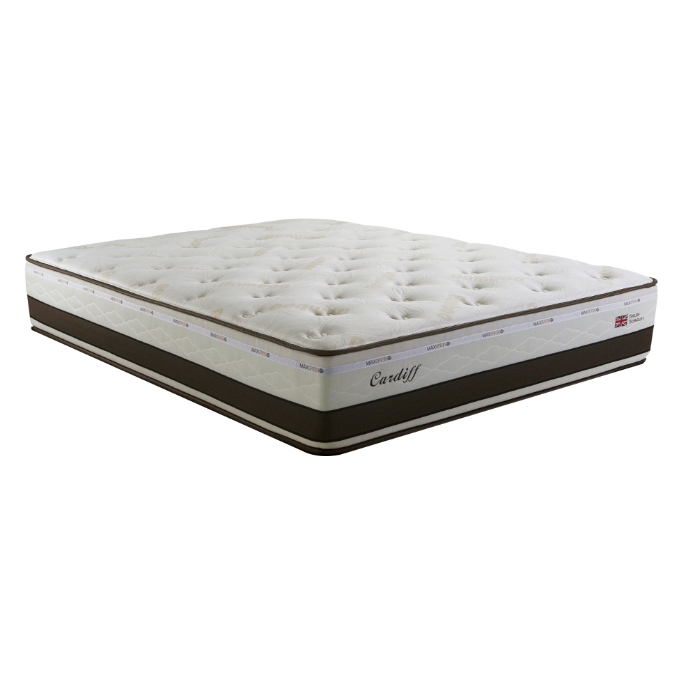 Colchão King Cardiff Mola Maxspring (30x193x203) Branco e Marrom
