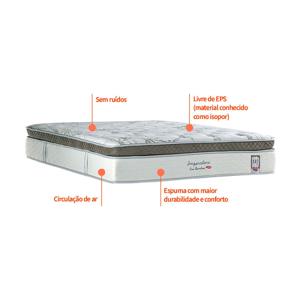 Colchão King Imperatore Mola Ensacada (34x193x203) Bege e Branco