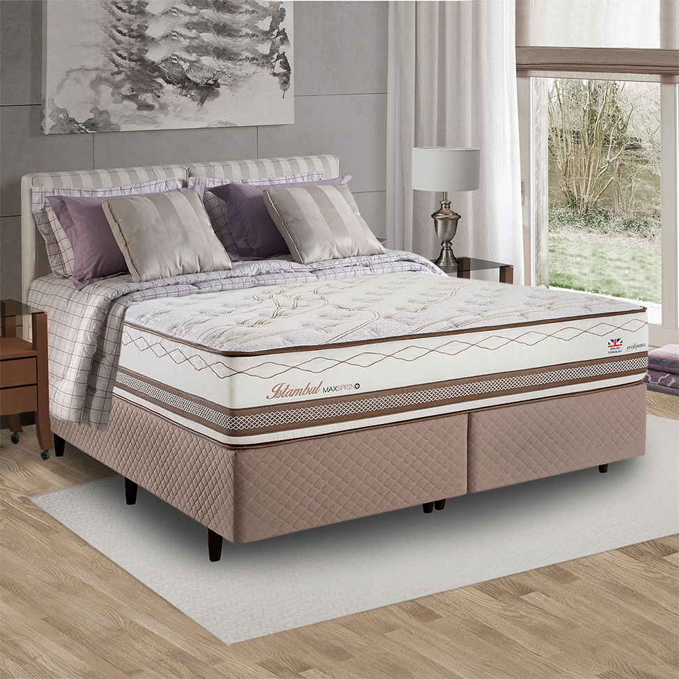 Colchão King Istambul Mola Maxspring (33x193x203) Bege e Branco