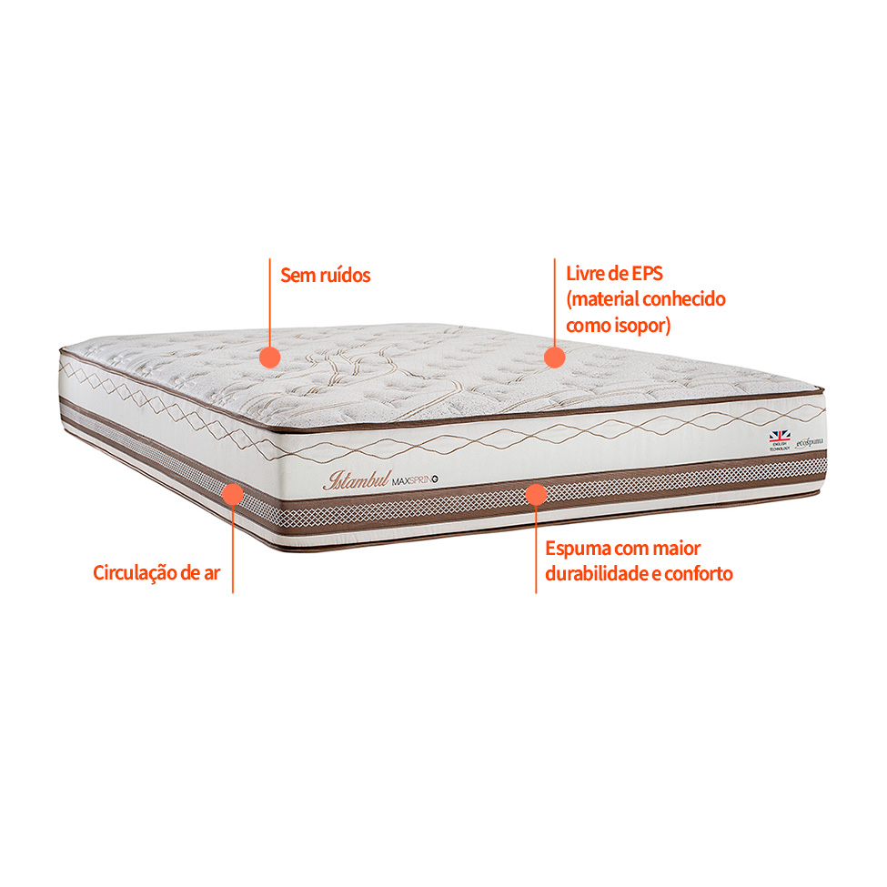 Colchão King Istambul Mola Maxspring (33x193x203) Bege e Branco