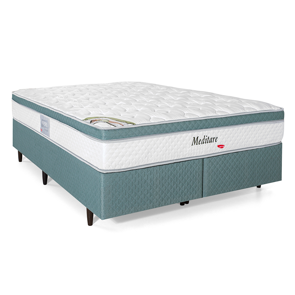 Colchão King Meditare Mola Ensacada (29x193x203) Verde e Branco
