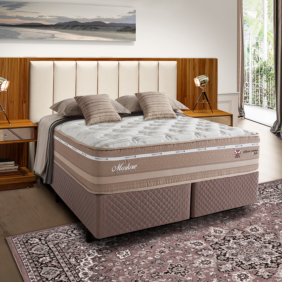 Colchão King Moskow Mola Maxspring (33x193x203) Marrom e Branco