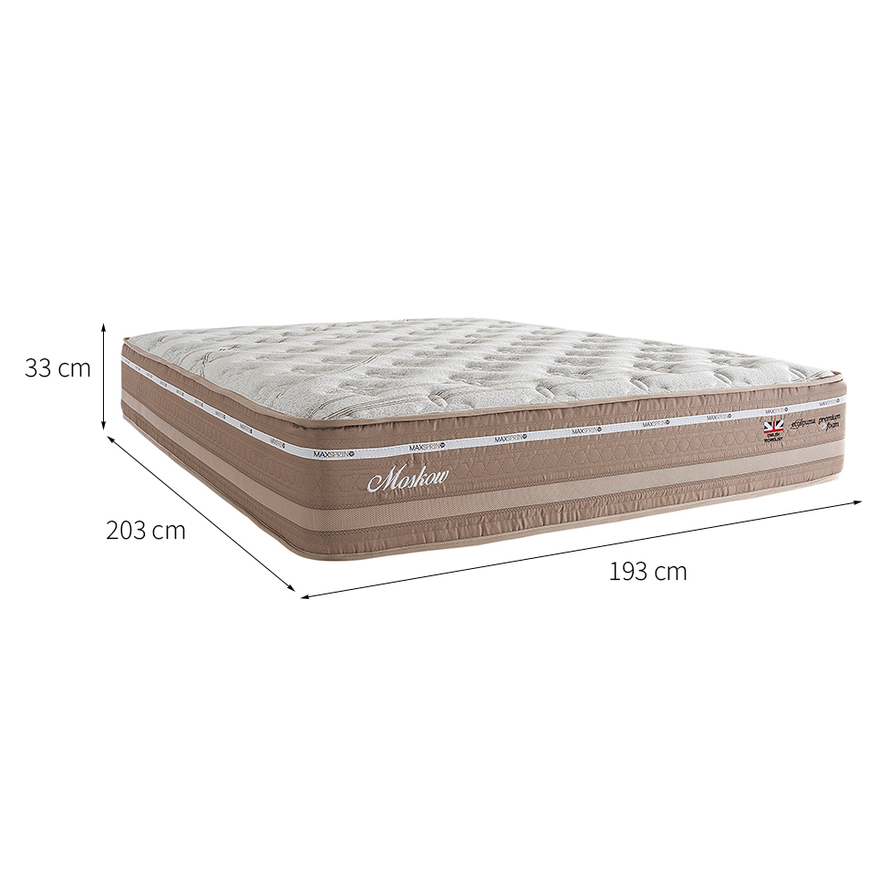Colchão King Moskow Mola Maxspring (33x193x203) Marrom e Branco