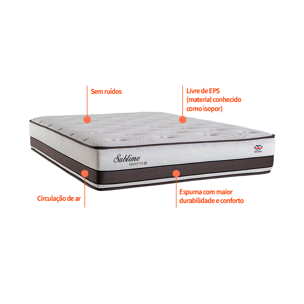 Colchão King Sublime Mola Maxspring (30x193x203) Branco e Marrom