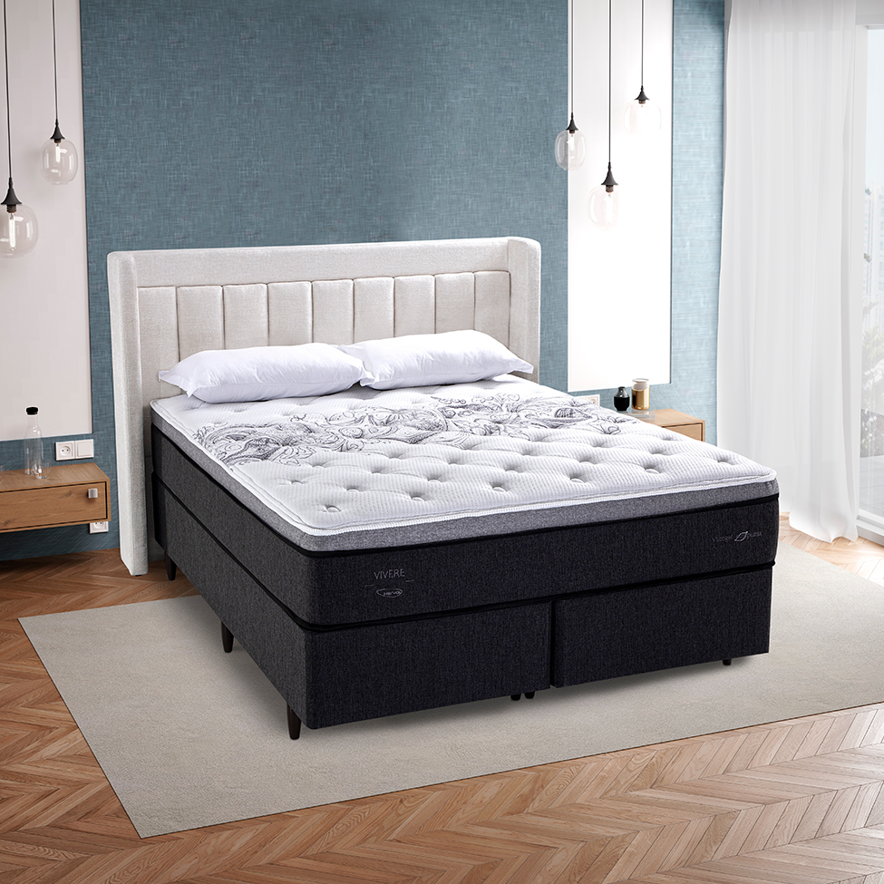 Colchão King Vivere Mola Ensacada (34x193x203) Branco e Cinza