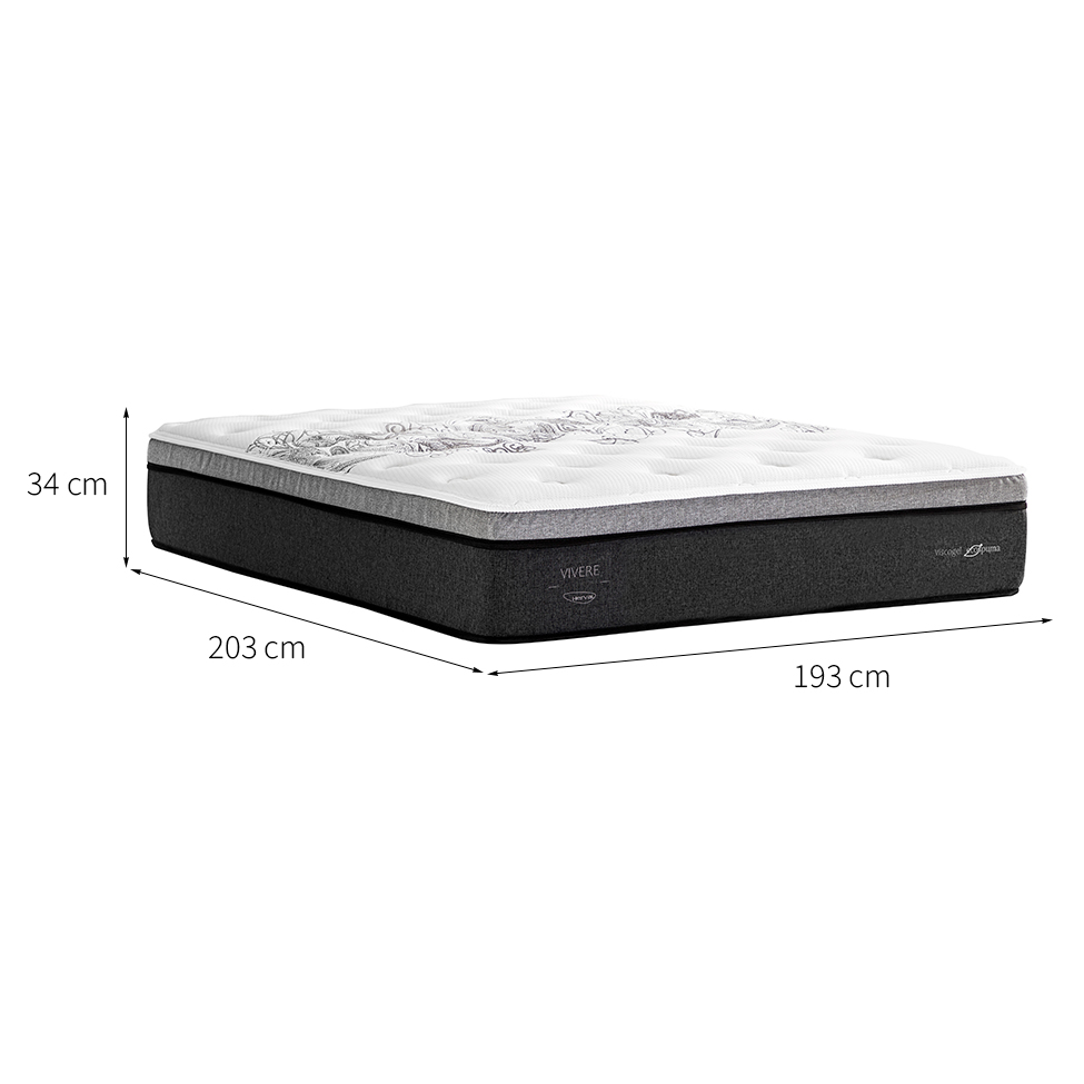 Colchão King Vivere Mola Ensacada (34x193x203) Branco e Cinza
