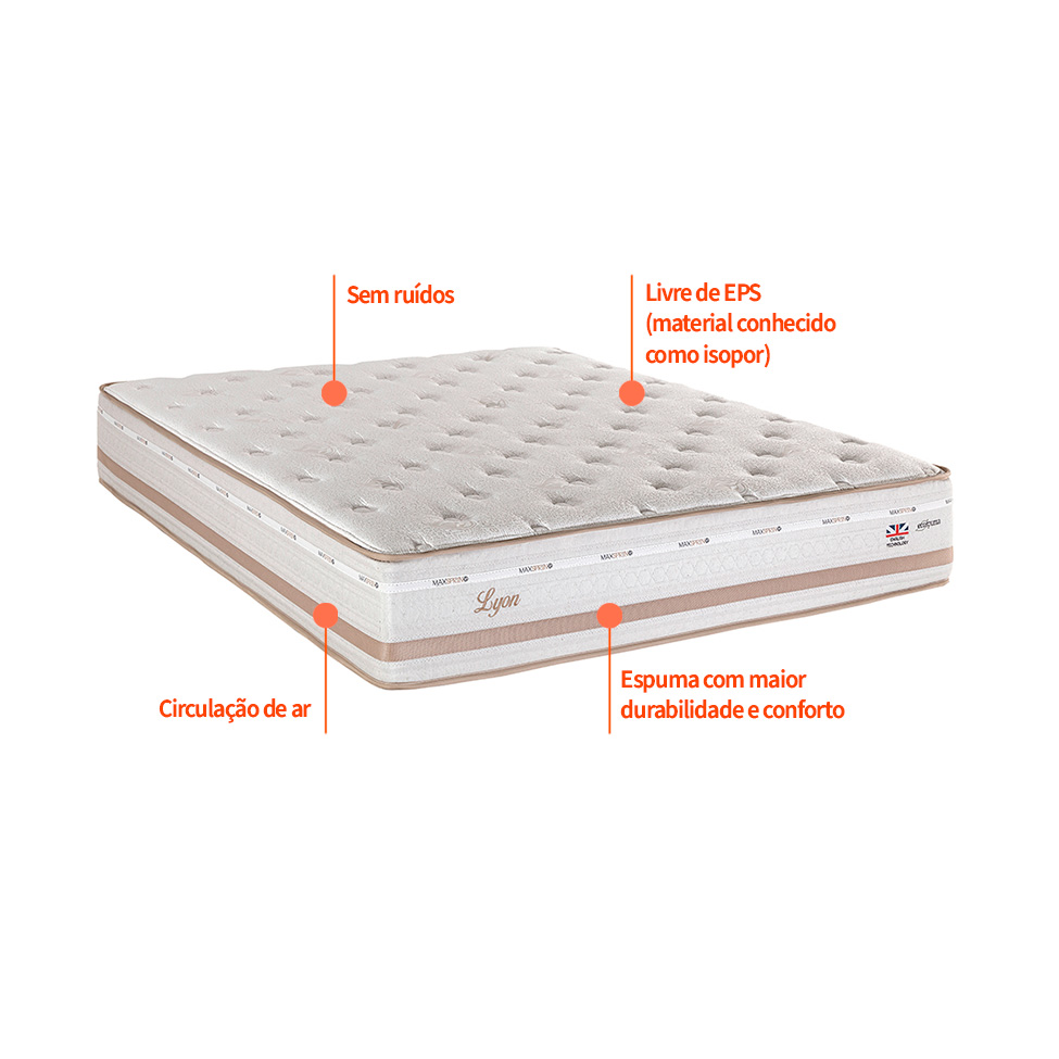 Colchão Queen Lyon Mola Maxspring (31x158x198) Bege e Branco