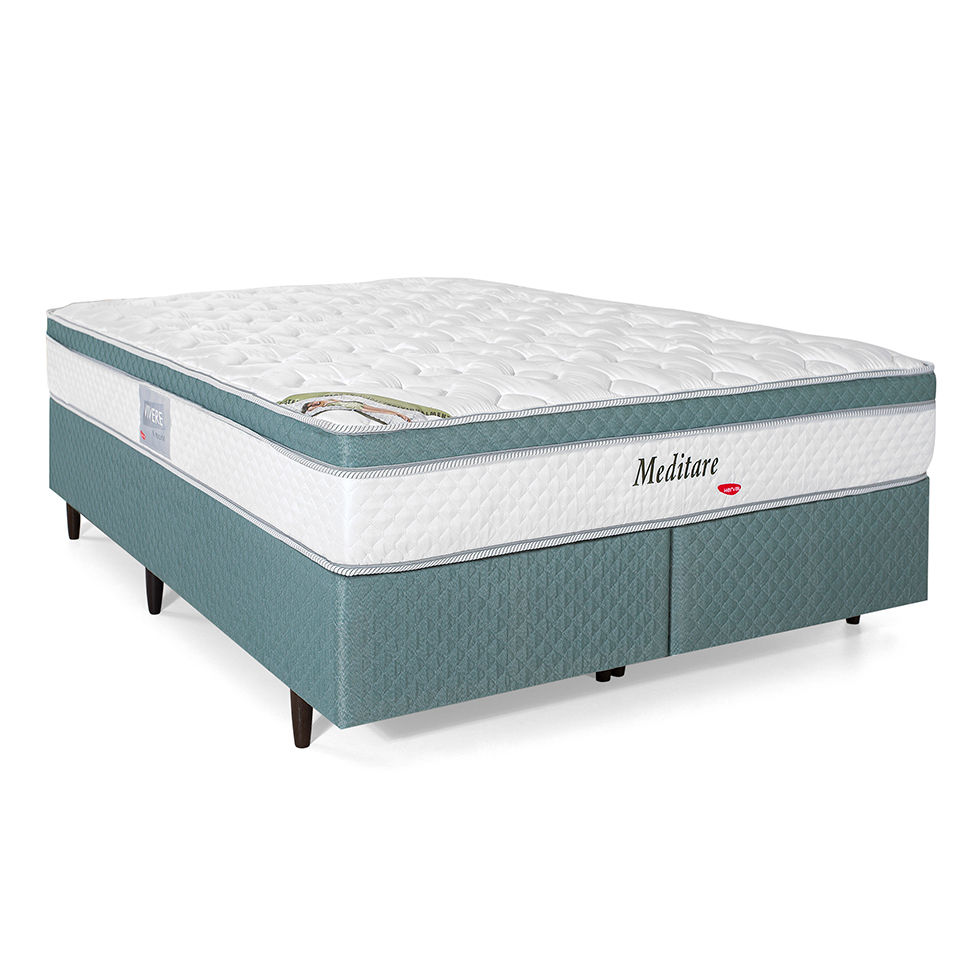 Colchão Queen Meditare Mola Ensacada (29x158x198) Verde e Branco