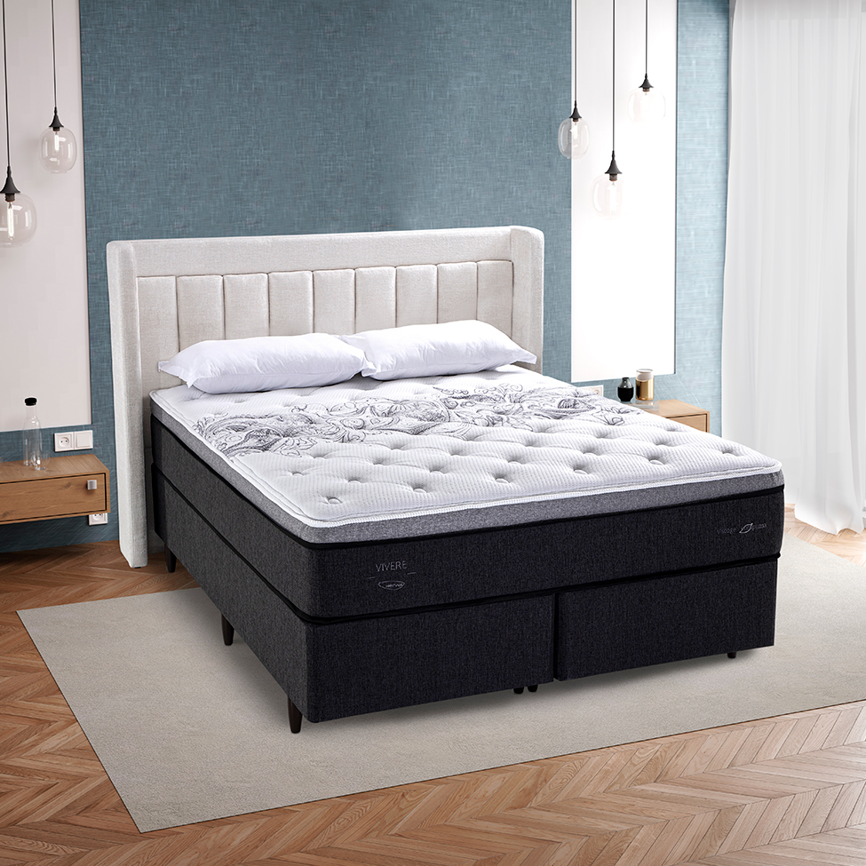 Colchão Queen Vivere Mola Ensacada (34x158x198) Branco e Cinza