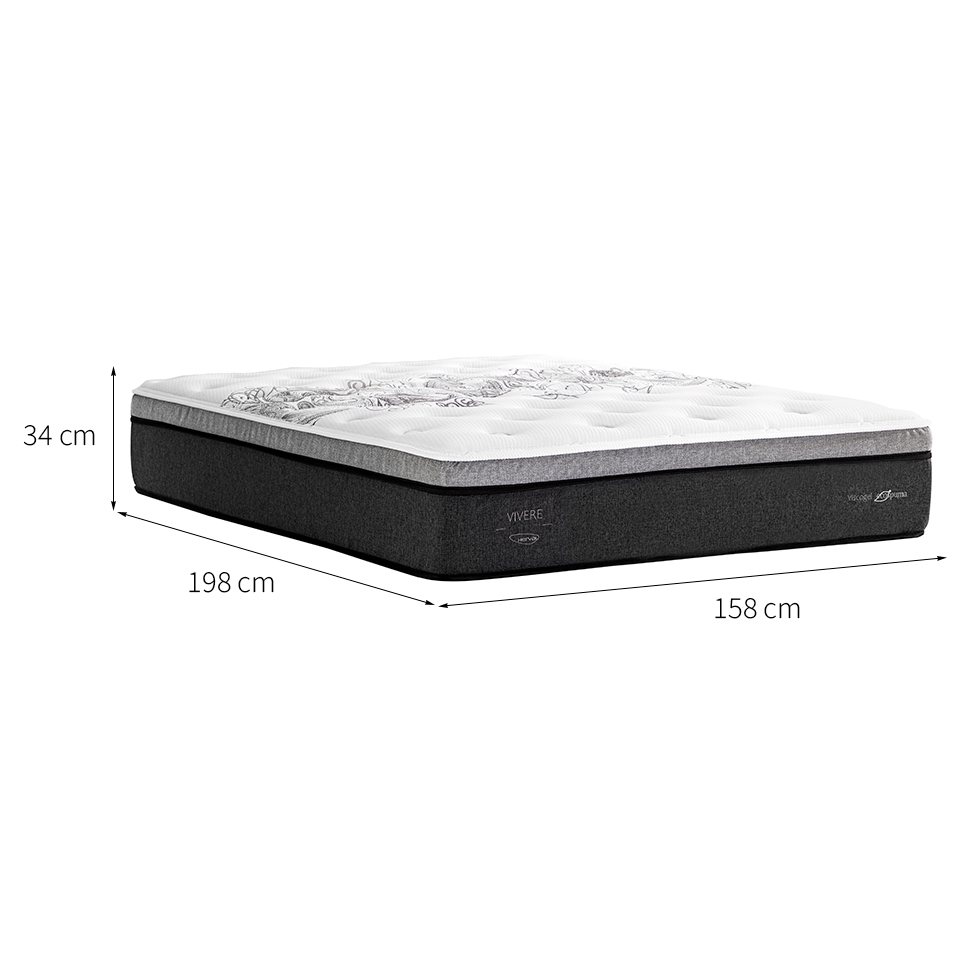 Colchão Queen Vivere Mola Ensacada (34x158x198) Branco e Cinza