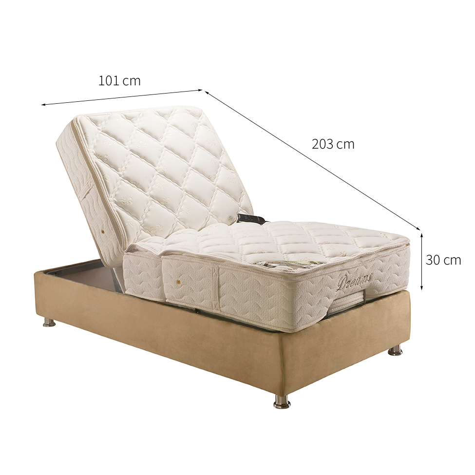 Colchão Solteiro Dreams Articulado e com Massagem (30x101x203) Branco
