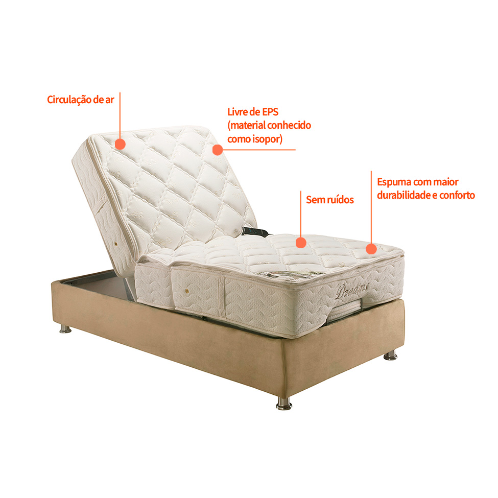 Colchão Solteiro Dreams Articulado e com Massagem (30x101x203) Branco