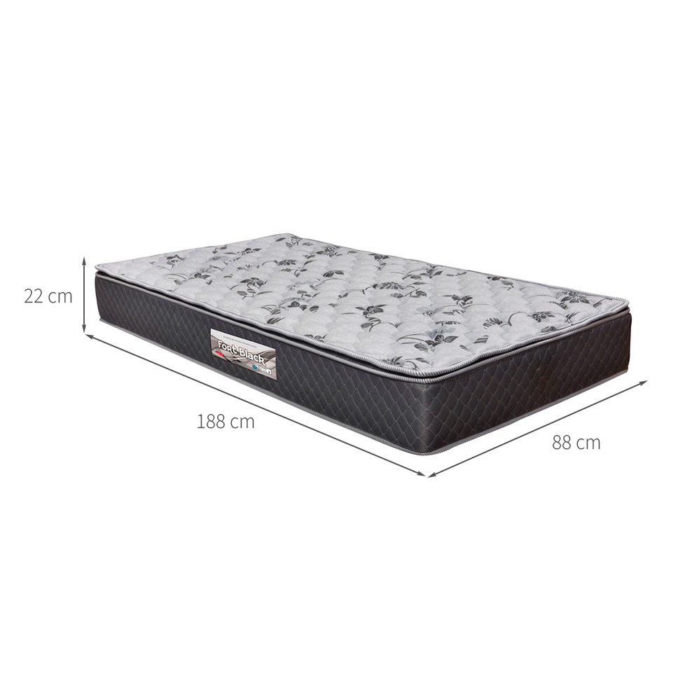 Colchão Solteiro Espuma D28 Fort Black (22x88x188) Cinza