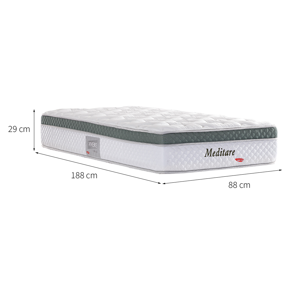 Colchão Solteiro Meditare Mola Ensacada (29x88x188) Verde e Branco