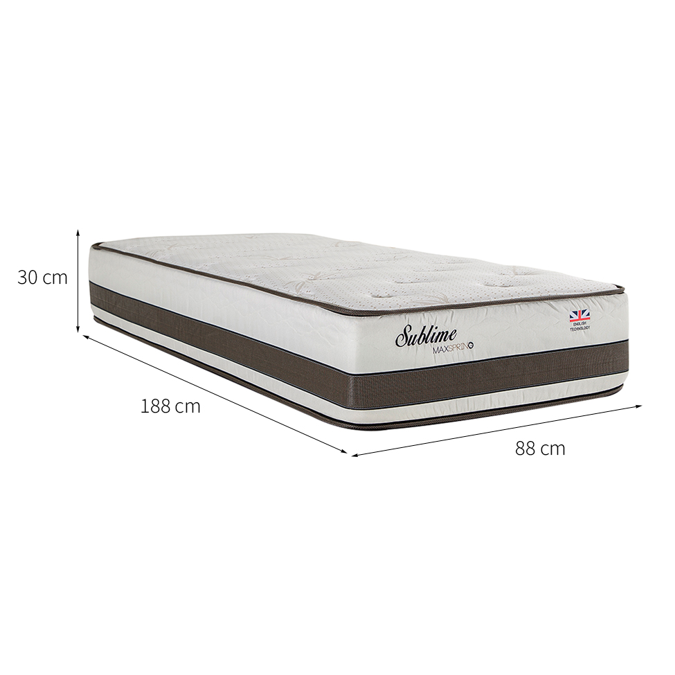 Colchão Solteiro Sublime Mola Maxspring (30x88x188) Branco e Marrom