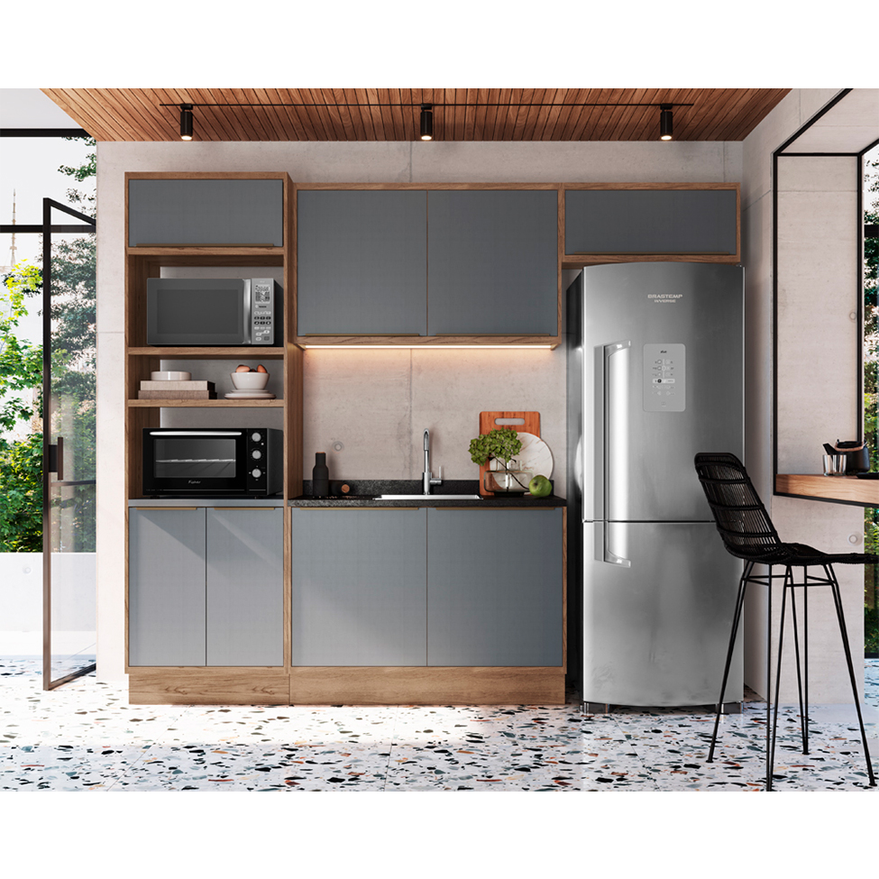 Cozinha Completa Ten 8 Portas Freijó e Grafito