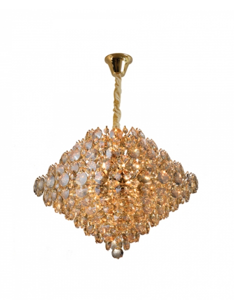 Lustre Diamond Dourado E Champanhe 12 Lampadas - Hevvy