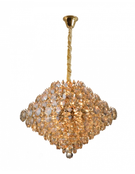 Lustre Diamond Dourado E Champanhe 9 Lampadas - Hevvy