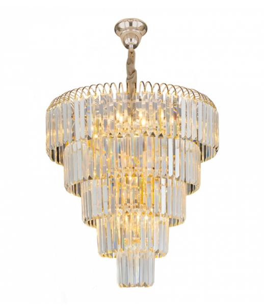 Lustre Versailles Cristal + Metal Champanhe E Dourado H/12 Hevvy