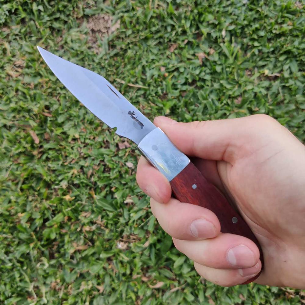 Canivete de Bolso Presilha Roça Aço Inox 420 Clip Cabo Madei