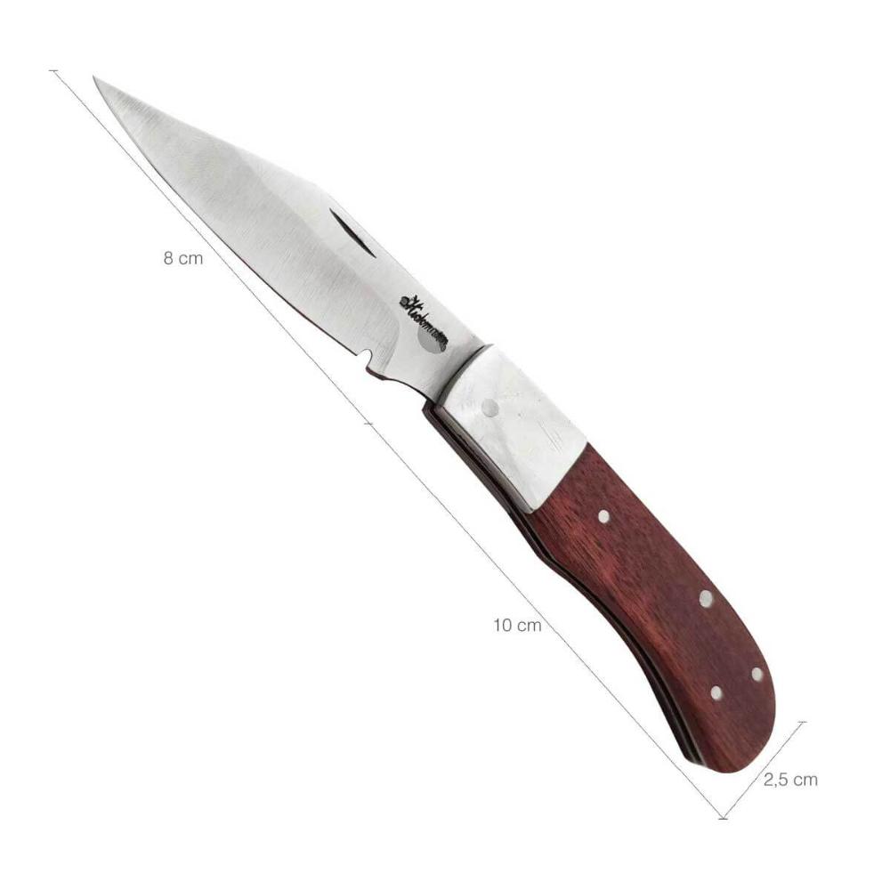 Canivete de Bolso Presilha Roça Aço Inox 420 Clip Cabo Madei