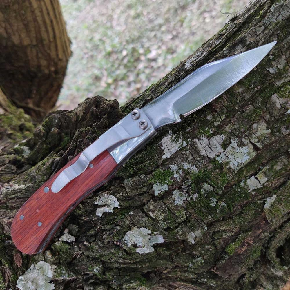 Canivete de Bolso Presilha Roça Aço Inox 420 Clip Cabo Madei