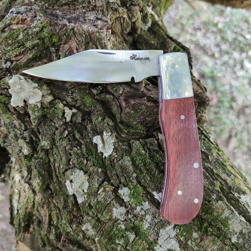 Canivete de Bolso Presilha Roça Aço Inox 420 Clip Cabo Madei