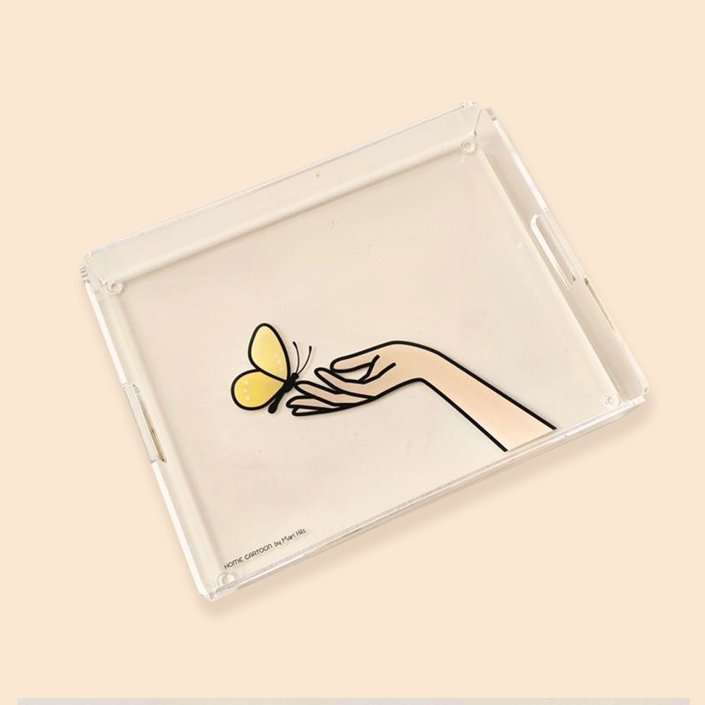 Bandeja Acrílico Borboleta Amarela Home Cartoon