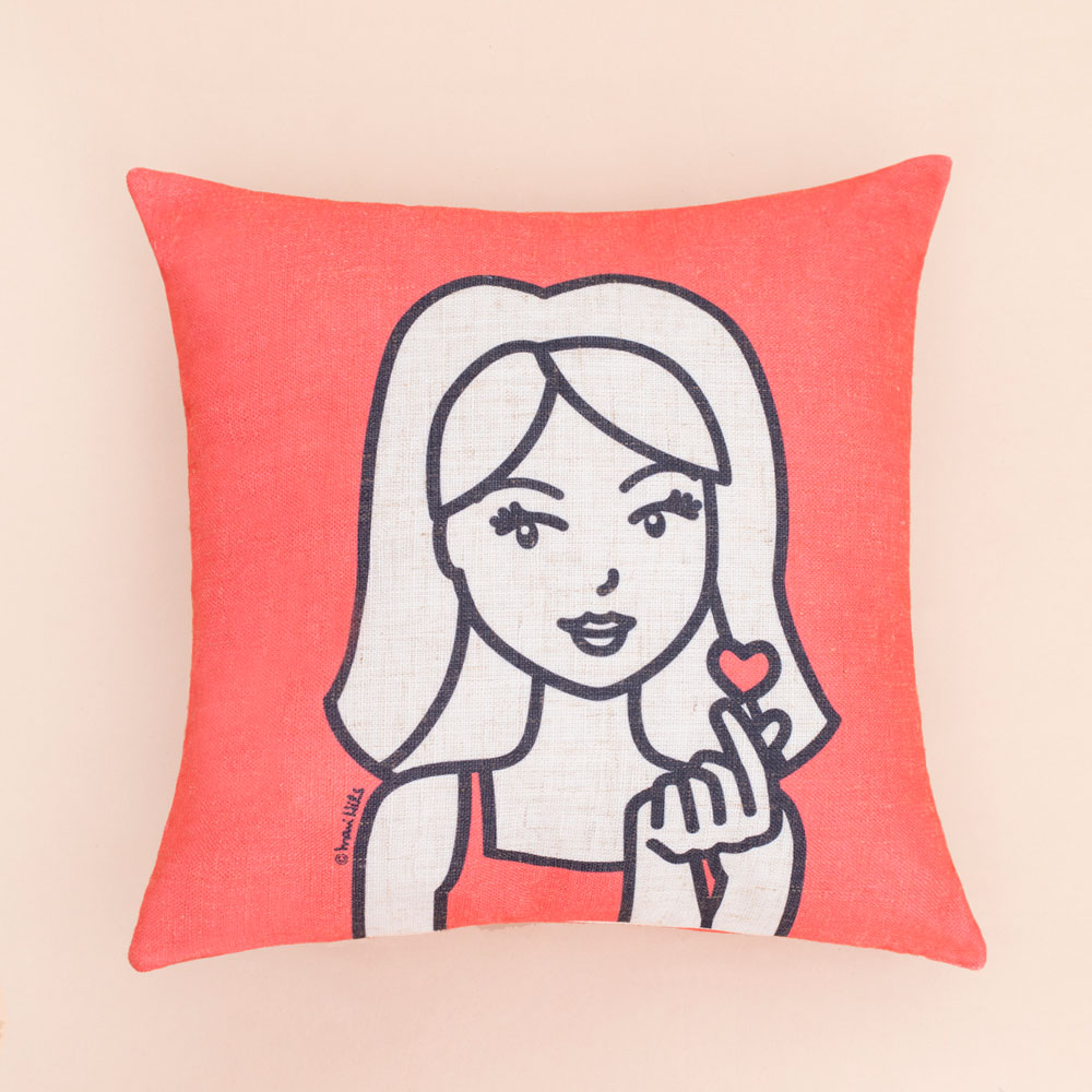 Capa para Almofada Vermelha Pastel Quadrada Dani  - Home Cartoon