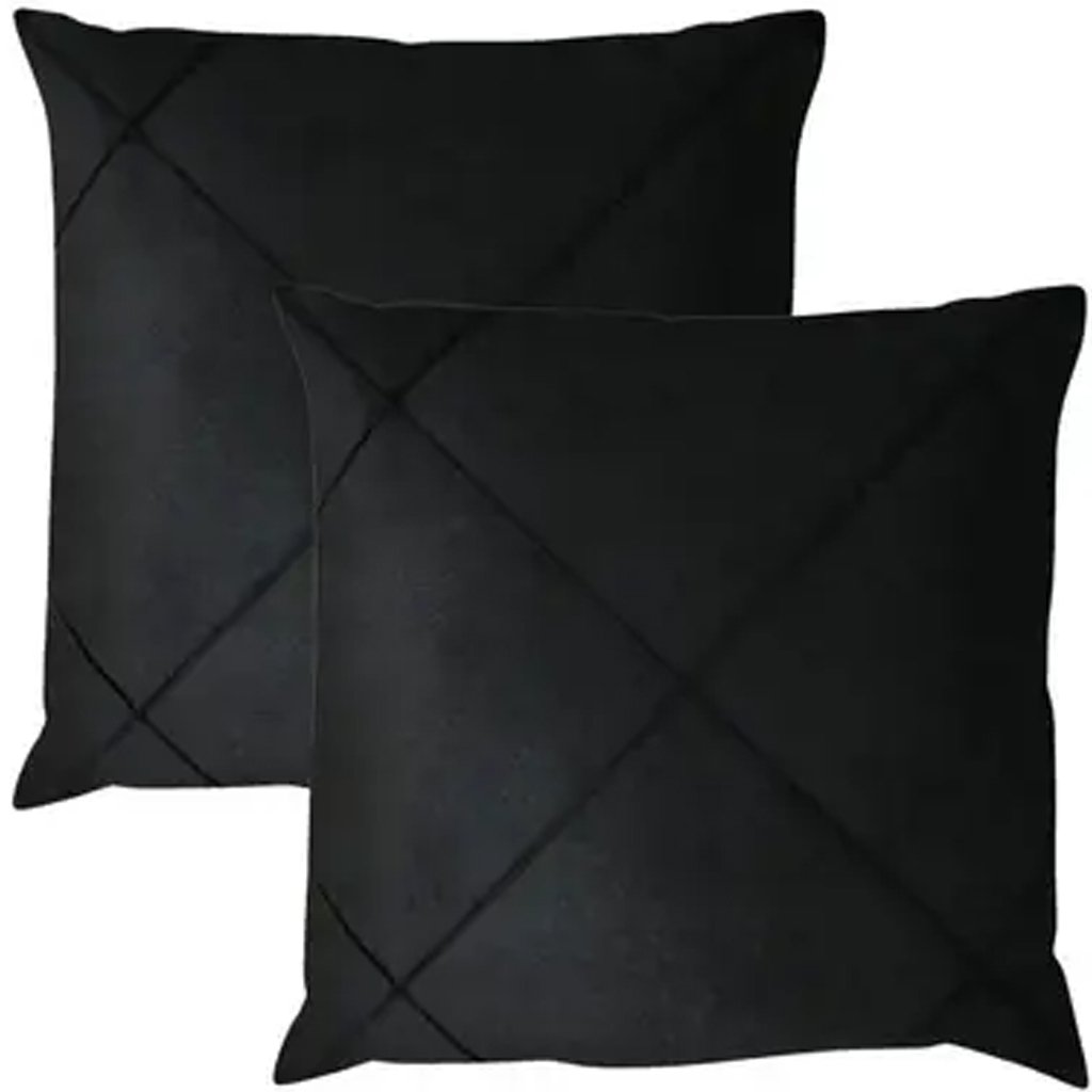 Kit 2 Capa de Almofada Suede Aveludada Drapeada 45x45cm Preto
