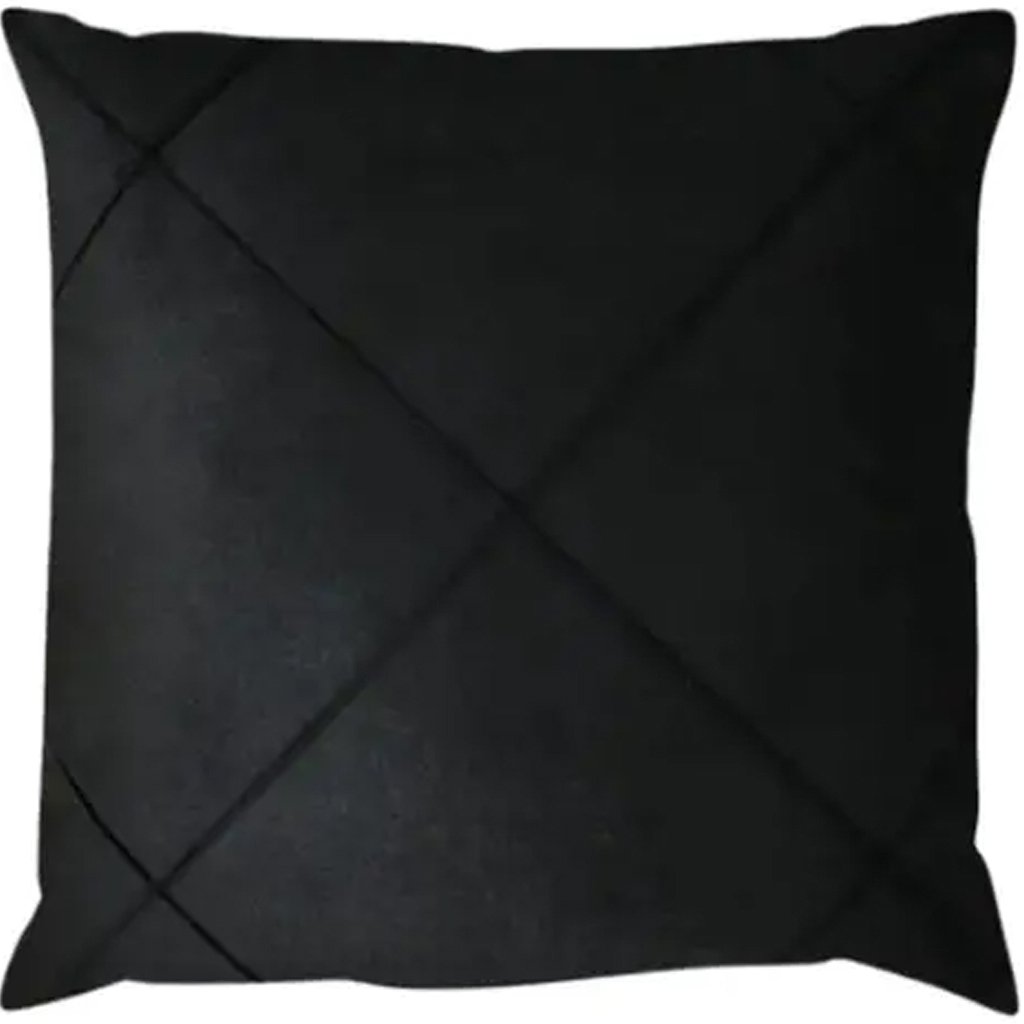 Kit 2 Capa de Almofada Suede Aveludada Drapeada 45x45cm Preto